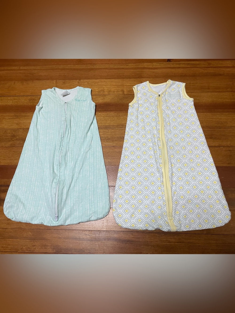 Halo Yellow Diamond & Mint Chevron Print Cotton Wearable Blanket Sleep Sacks Sm